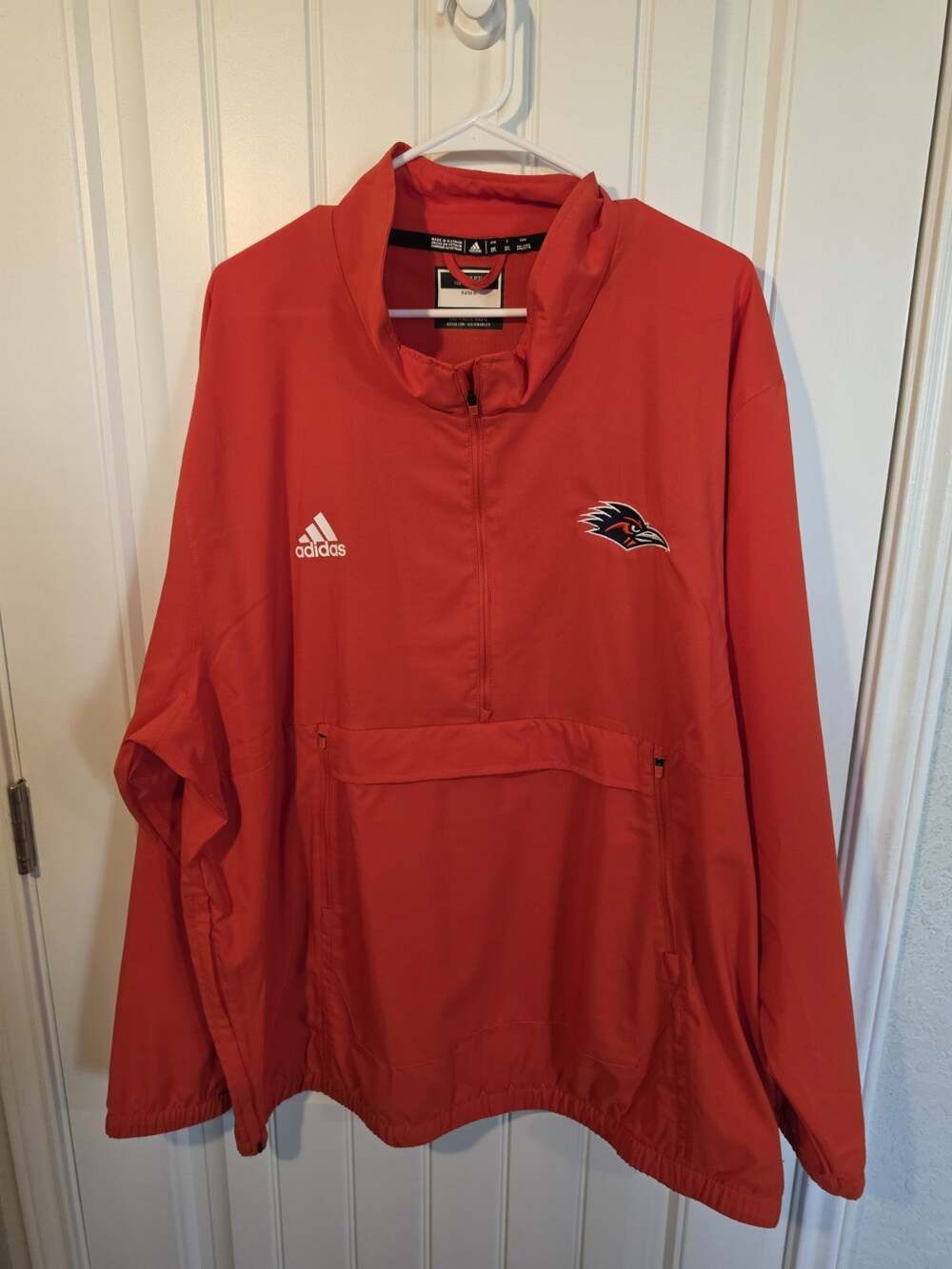Adidas UTSA Roadrunners Windbreaker Pullover Jacket Men's 2XL Orange 1/4 Zip